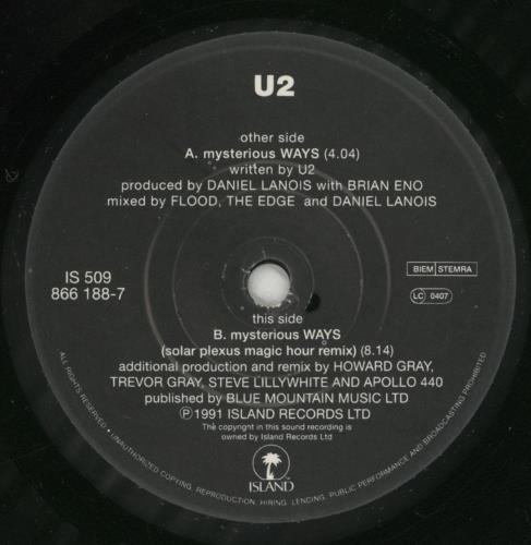 U2 Mysterious Ways 7" vinyl single (7 inch record / 45) UK U-207MY32306