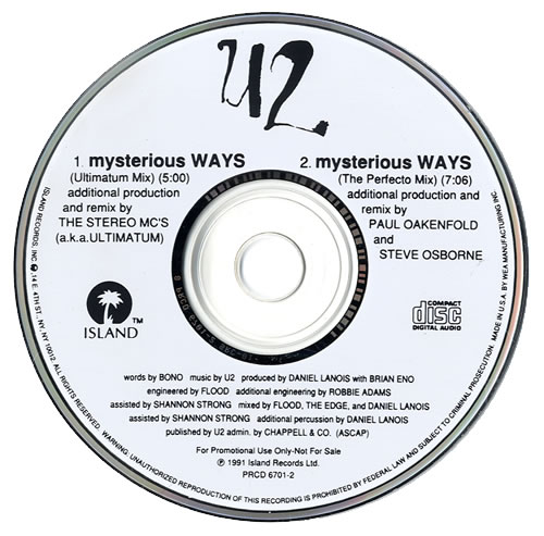 U2 Mysterious Ways CD single (CD5 / 5") US U-2C5MY00479