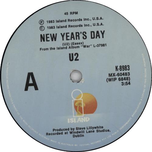 U2 New Year's Day 7" vinyl single (7 inch record / 45) Australian U-207NE114372