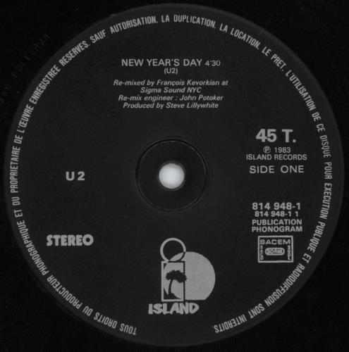 U2 New Year's Day 12" vinyl single (12 inch record / Maxi-single) French U-212NE21914