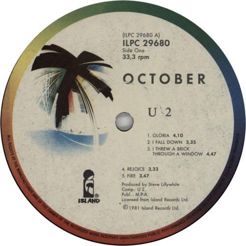 U2 October vinyl LP album (LP record) South African U-2LPOC602606
