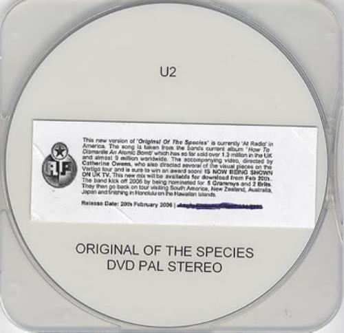 U2 Original Of The Species promo DVD-R UK U-2DROR359492