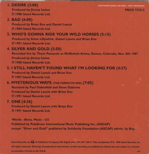 U2 Previously... CD album (CDLP) US U-2CDPR78489