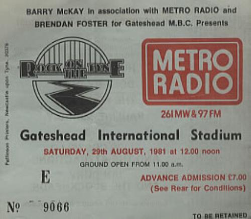 U2 Rock On The Tyne concert ticket UK U-2TIRO311226