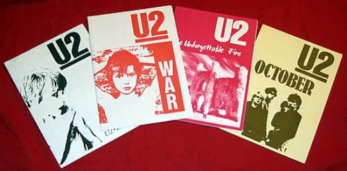 U2 Set of Four Lyric Sheets memorabilia UK U-2MMSE400762