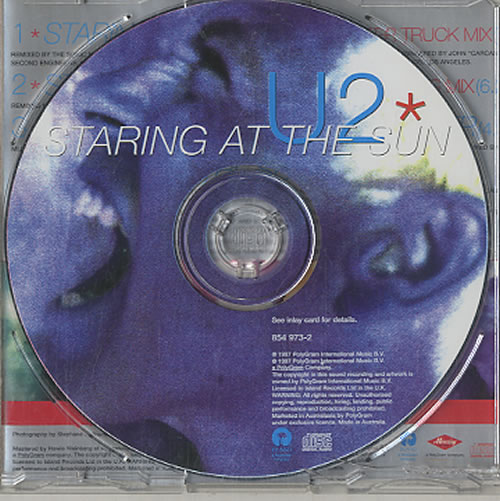 U2 Staring At The Sun CD single (CD5 / 5") Australian U-2C5ST84286