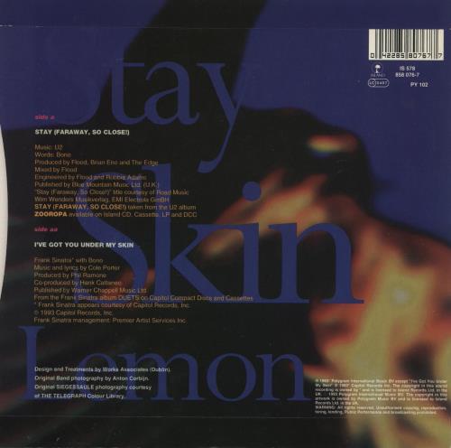 U2 Stay 7" vinyl single (7 inch record / 45) UK U-207ST40698