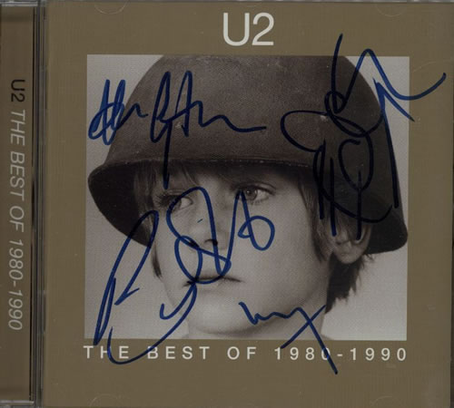 U2 The Best Of 1980-1990 - Fully Autographed CD album (CDLP) UK U-2CDTH594652