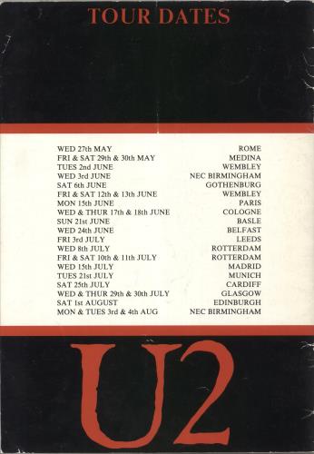 U2 The Joshua Tree - European Tour 1987 + Insert tour programme UK U-2TRTH873548
