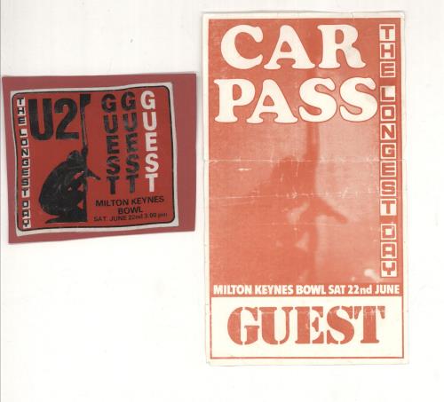 U2 The Longest Day - Guest Pass & Parking Permit tour pass UK U-2TPTH732180