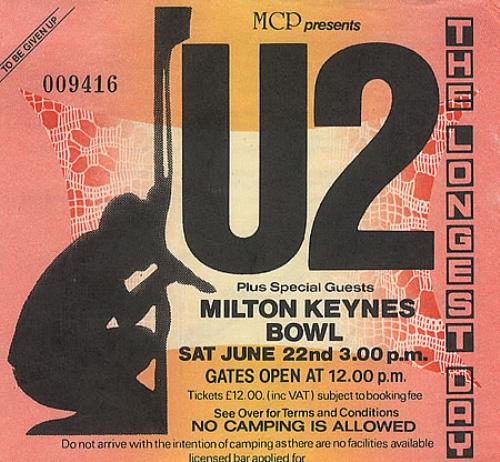 U2 The Longest Day concert ticket UK U-2TITH404229