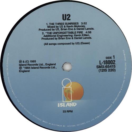 U2 The Unforgettable Fire 12" vinyl single (12 inch record / Maxi-single) Australian U-212TH114396
