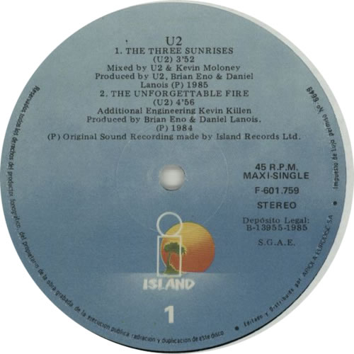 U2 The Unforgettable Fire 12" vinyl single (12 inch record / Maxi-single) Spanish U-212TH602396