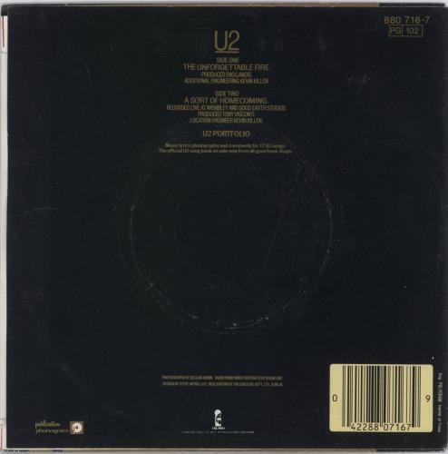 U2 The Unforgettable Fire 7" vinyl single (7 inch record / 45) French U-207TH602746