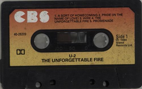 U2 The Unforgettable Fire cassette album Irish U-2CLTH684376