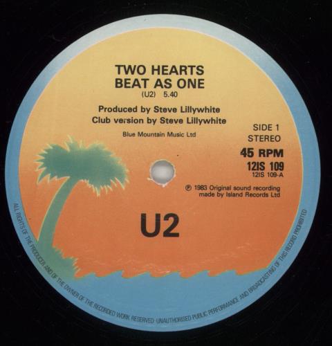 U2 Two Hearts Beat As One + Sleeve 12" vinyl single (12 inch record / Maxi-single) UK U-212TW05779