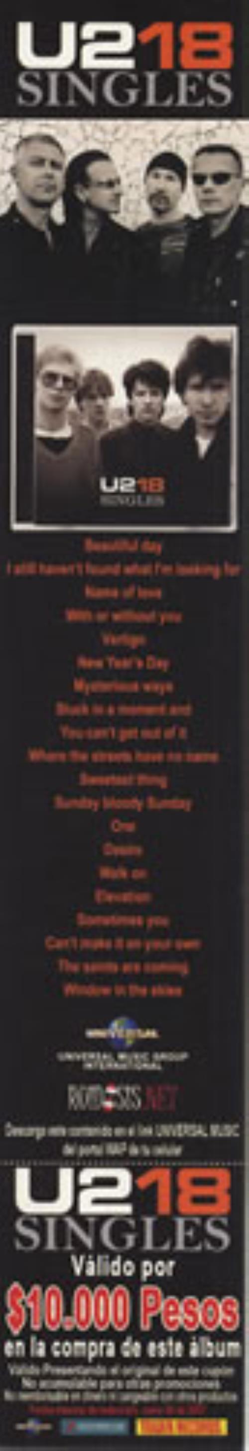 U2 U218 Singles memorabilia Colombian U-2MMUS404240