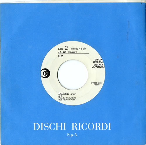 U2 Un Ragazzo Come Me / Desire 7" vinyl single (7 inch record / 45) Italian U-207UN602928