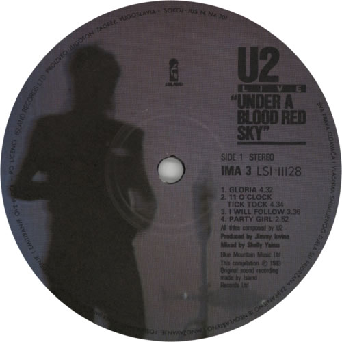 U2 Under A Blood Red Sky vinyl LP album (LP record) Yugoslavian U-2LPUN602410