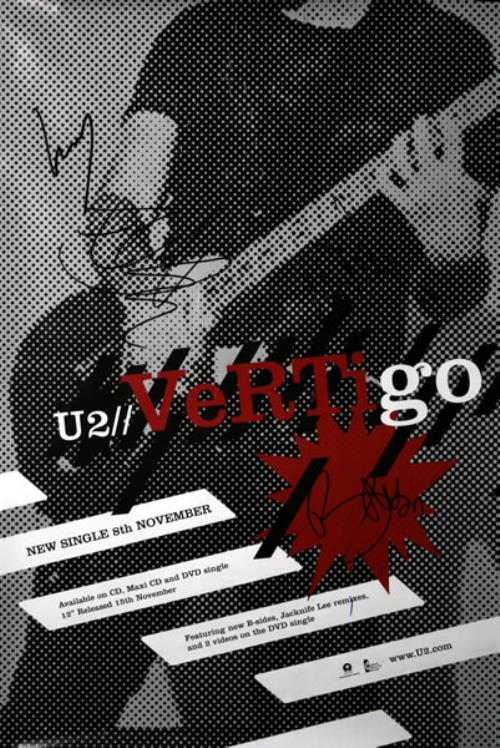 U2 Vertigo - Autographed poster UK U-2POVE442679