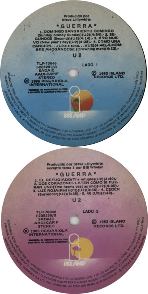 U2 War vinyl LP album (LP record) Argentinean U-2LPWA236587