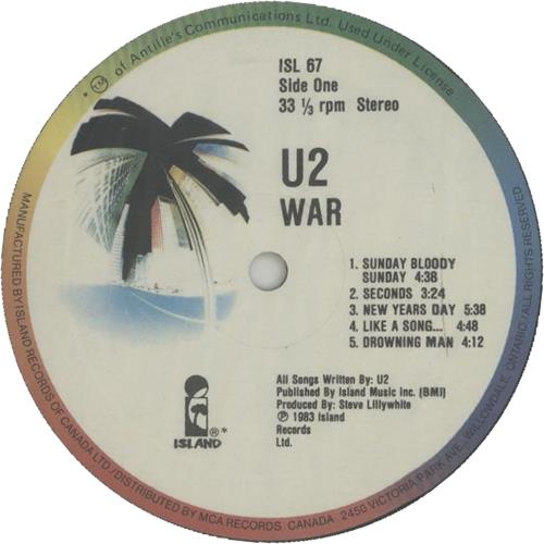 U2 War vinyl LP album (LP record) Canadian U-2LPWA72877