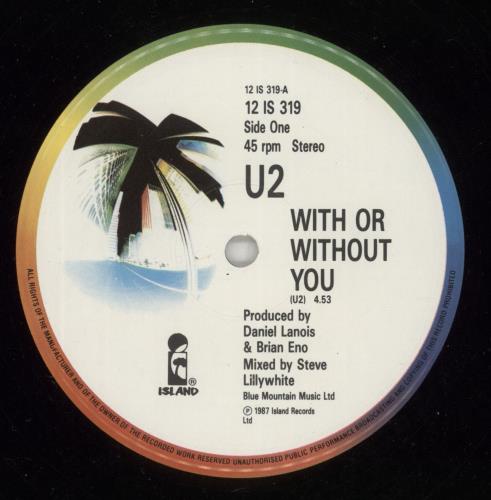 U2 With Or Without You 12" vinyl single (12 inch record / Maxi-single) UK U-212WI15239