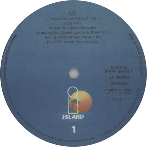 U2 With Or Without You 12" vinyl single (12 inch record / Maxi-single) Spanish U-212WI602512