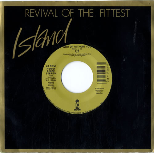 U2 With Or Without You 7" vinyl single (7 inch record / 45) US U-207WI602962