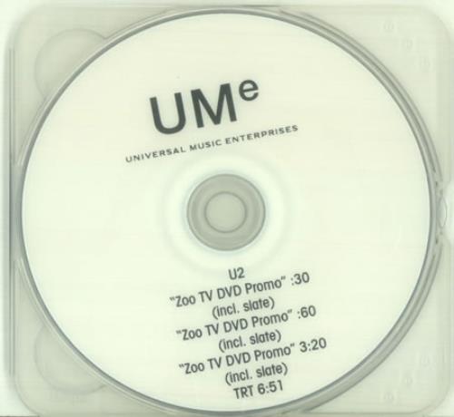 U2 Zoo TV promo DVD-R US U-2DRZO427127