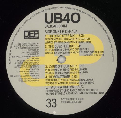 UB40 Baggariddim + 12" EP vinyl LP album (LP record) UK UB4LPBA877137