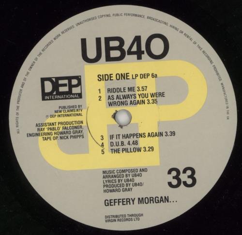 UB40 Geffery Morgan + Merch Insert vinyl LP album (LP record) UK UB4LPGE743243
