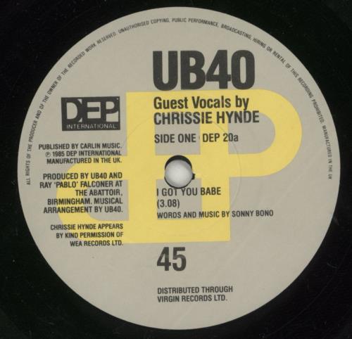 UB40 I Got You Babe 7" vinyl single (7 inch record / 45) UK UB407IG521556
