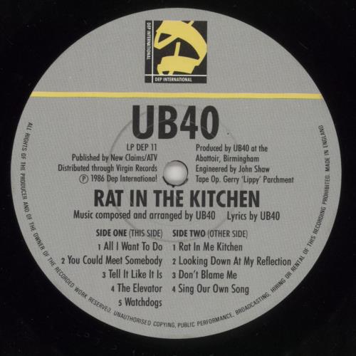 UB40 Rat In The Kitchen vinyl LP album (LP record) UK UB4LPRA495849