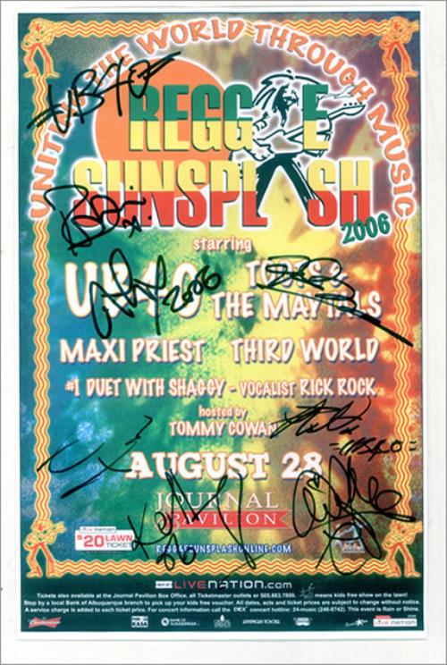UB40 Reggie Sunsplash 2006 - Autographed poster US UB4PORE514128