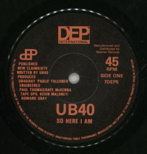 UB40 So Here I Am 7" vinyl single (7 inch record / 45) UK UB407SO235326