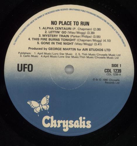 UFO No Place To Run - Blue Titles vinyl LP album (LP record) UK UFOLPNO877755