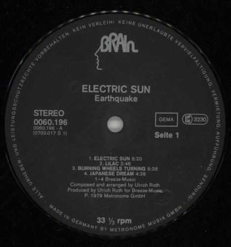 Uli Jon Roth Earthquake vinyl LP album (LP record) German UJRLPEA508103