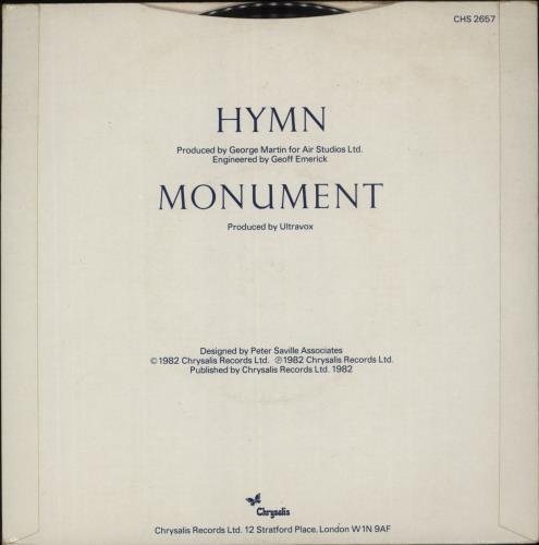 Ultravox Hymn - P/S 7" vinyl single (7 inch record / 45) UK VOX07HY28122