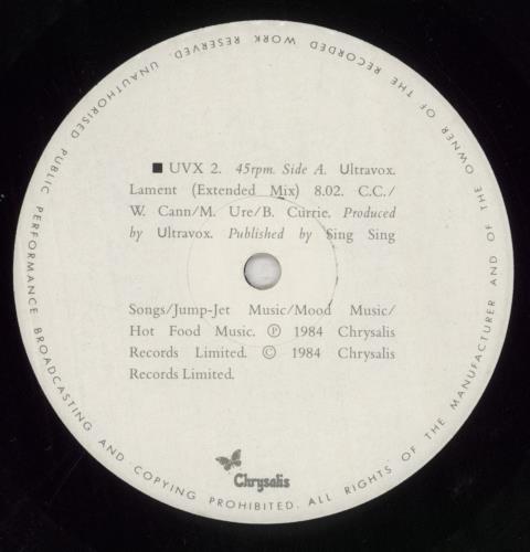 Ultravox Lament + Poster 12" vinyl single (12 inch record / Maxi-single) UK VOX12LA17610