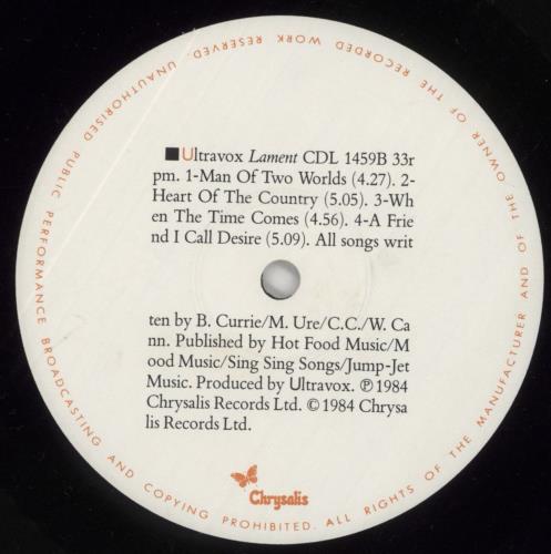 Ultravox Lament - 1st - EX vinyl LP album (LP record) UK VOXLPLA763772