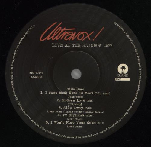 Ultravox Live At The Rainbow 1977 - RSD 2022 vinyl LP album (LP record) UK VOXLPLI876584