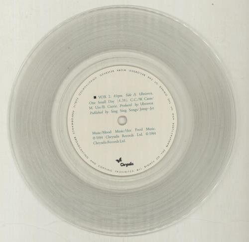 Ultravox One Small Day - Clear Vinyl 7" vinyl single (7 inch record / 45) UK VOX07ON94139