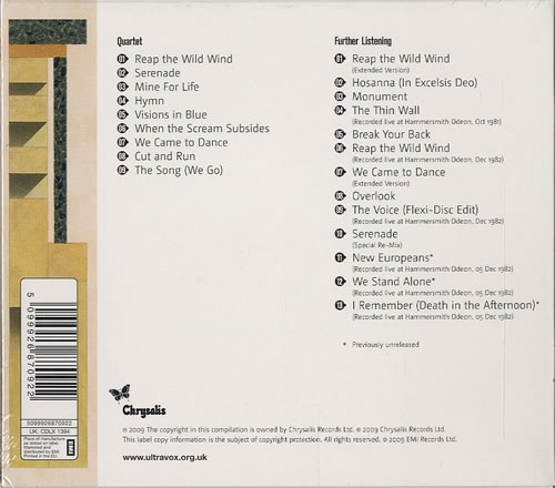 Ultravox Quartet 2 CD album set (Double CD) UK VOX2CQU457866