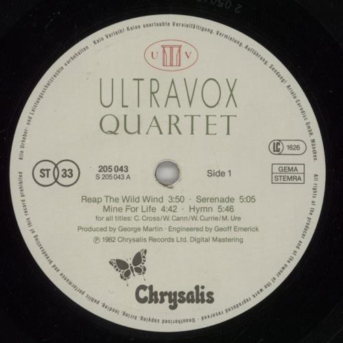 Ultravox Quartet vinyl LP album (LP record) German VOXLPQU654613