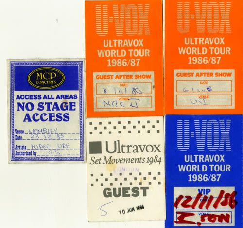 Ultravox Set of 5 Tour Passes tour pass UK VOXTPSE579311