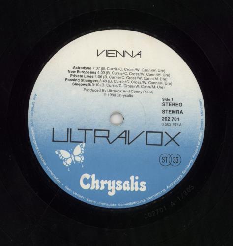 Ultravox Vienna vinyl LP album (LP record) German VOXLPVI579340