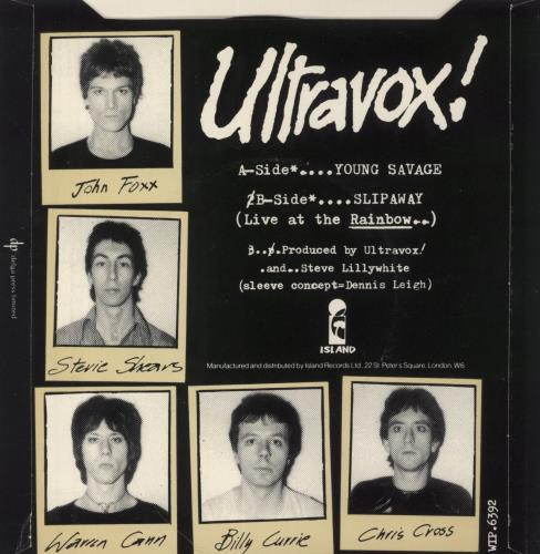 Ultravox Young Savage - P/S 7" vinyl single (7 inch record / 45) UK VOX07YO14209