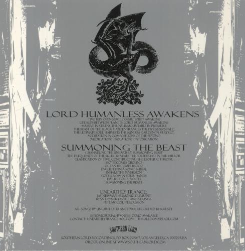 Unearthly Trance Lord Humanless Awakens 7" vinyl single (7 inch record / 45) US 61K07LO835165