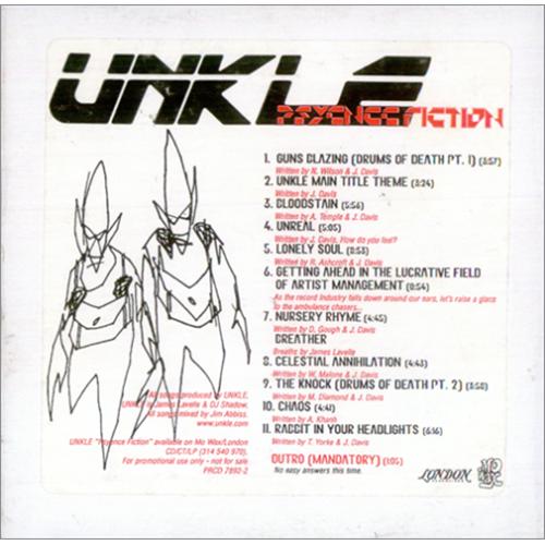 Unkle Psyence Fiction CD album (CDLP) US UNKCDPS422160